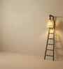 Stairway Wooden Floor Lamp with Jute Shade & Brown Base