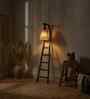 Stairway Wooden Floor Lamp with Jute Shade & Brown Base