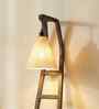 Stairway Wooden Floor Lamp with Jute Shade & Brown Base