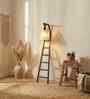 Stairway Wooden Floor Lamp with Jute Shade & Brown Base