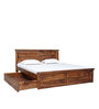 Stanfield Sheesham Wood King Size Bed in Scratch Resistant Rustic teak Finish With Drawer Storage