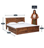 Stanfield Sheesham Wood King Size Bed in Scratch Resistant Rustic teak Finish With Drawer Storage