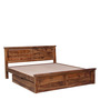 Stanfield Sheesham Wood King Size Bed in Scratch Resistant Rustic teak Finish With Drawer Storage