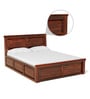 Stanfield Sheesham Wood Queen Size Bed With Box Storage In Honey Oak Finish