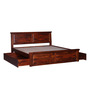 Stanfield Solid Wood Queen Size Bed With Drawer Storage In Honey Oak Finish