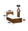 Stanfield Sheesham Wood Single Bed With Box Storage In Rustic Teak Finish