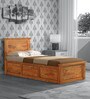 Stanfield Sheesham Wood Single Bed With Box Storage In Rustic Teak Finish