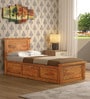 Stanfield Sheesham Wood Single Bed With Box Storage In Rustic Teak Finish