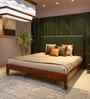 Stanford Leather King Size Bed In Green Finish