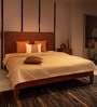 Stanford Leather King Size Bed In Cognac Finish
