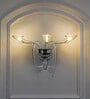 Stanford Triple Arm Crystal Wall Light With Clear Glass & Chrome Finish Modern Decorative Wall Lamp For Bedroom, Living Room & Hallway (Led Compatible)