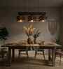 Star 3 Lights Brown Solid Wood Linear Chandelier Cluster Hanging Light