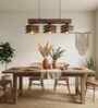 Star 3 Lights Brown Solid Wood Linear Chandelier Cluster Hanging Light