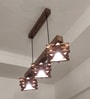 Star 3 Lights Brown Solid Wood Linear Chandelier Cluster Hanging Light