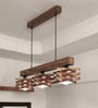 Star 3 Lights Brown Solid Wood Linear Chandelier Cluster Hanging Light