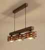 Star 3 Lights Brown Solid Wood Linear Chandelier Cluster Hanging Light
