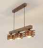 Star 3 Lights Brown Solid Wood Linear Chandelier Cluster Hanging Light