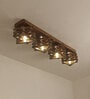 Star 4 Lights Brown Solid Wood Flush Mounted Ceiling Light