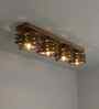 Star 4 Lights Brown Solid Wood Flush Mounted Ceiling Light