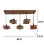 Star 5 Lights Brown Solid Wood Linear Chandelier Cluster Hanging Light