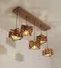 Star 5 Lights Brown Solid Wood Linear Chandelier Cluster Hanging Light