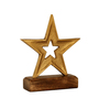 Star Aluminium Showpiece With Wooden Base