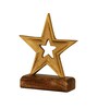 Star Aluminium Showpiece With Wooden Base