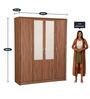 Stark 4 Door Wardrobe in Walnut Finish with Mirror