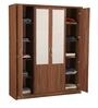 Stark 4 Door Wardrobe in Walnut Finish with Mirror