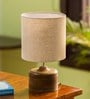 Starlight White Cotton Shade Table Lamp With Brown Base