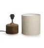 Starlight White Cotton Shade Table Lamp With Brown Base