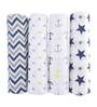 Stars & Anchor Baby Swaddle Wrap in Blue (Set of 4)