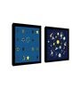 Stars Blue Engineered Wood Framed Art Print Set of 2