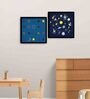 Stars Blue Engineered Wood Framed Art Print Set of 2