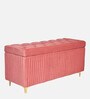 Stately Fabric Bench In Peach Colour With Storage