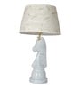 Statuario Marble Chess Knight Table Lamp with Embroidered Drum Shade
