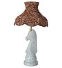 Statuario Marble Chess Knight Table Lamp with Kalamkari Shade