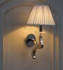 Stayton White Shade Wall Light With Chrome Metal Body Modern Decorative Wall Lamp For Bedroom, Living Room & Hotel Interiors