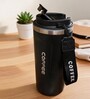 Black Stainless Steel Insulated Coffee Mug with Carrying Strap, 550 ml