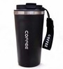 Black Stainless Steel Insulated Coffee Mug with Carrying Strap, 550 ml