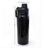 Black Stainless Steel Shine Water Bottle with Flip Top Lid & Carry Loop, 750 ml