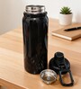 Black Stainless Steel Shine Water Bottle with Flip Top Lid & Carry Loop, 750 ml