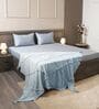 Steel Blue 100% Cotton 300TC Solid Superking Bedsheet with 2 Pillow Covers (Quilted)