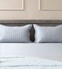 Steel Blue 100% Cotton 300TC Solid Superking Bedsheet with 2 Pillow Covers (Quilted)