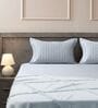 Steel Blue 100% Cotton 300TC Solid Superking Bedsheet with 2 Pillow Covers (Quilted)