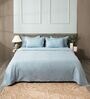 Steel Blue 300TC 100% Cotton Flat Chekered Super King Bedsheet with 2 Pillow Covers