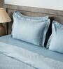 Steel Blue 300TC 100% Cotton Flat Chekered Super King Bedsheet with 2 Pillow Covers