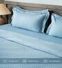 Steel Blue 300TC 100% Cotton Flat Chekered Super King Bedsheet with 2 Pillow Covers