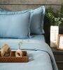Steel Blue 300TC 100% Cotton Flat Chekered Super King Bedsheet with 2 Pillow Covers