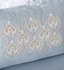 Steel Blue 300TC 100% Cotton Solid Flat Embroidered Super King Bedsheet With 2 Pillow Covers
